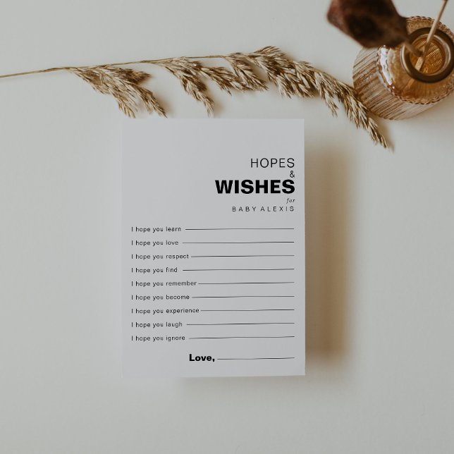 Minimalist Formal Baby Shower Hopes & Wishes Card (Creator Uploaded)