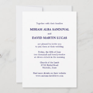 Minimalist Formal Bilingual Blue Wedding Invitation