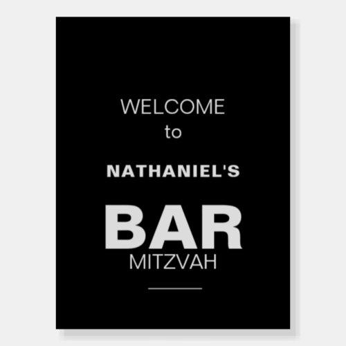 Minimalist Formal Black Bar Mitzvah Welcome   Foam Board