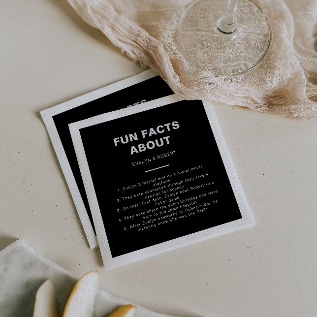 Minimalist Formal Black Trivia Fun Facts Wedding  Napkins (Creator Uploaded)