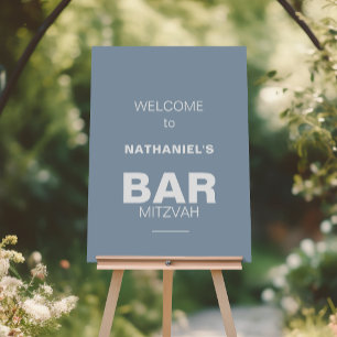 Minimalist Formal Blue Bar Mitzvah Welcome Foam Board