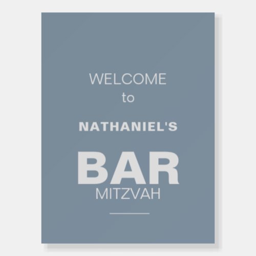 Minimalist Formal Blue Bar Mitzvah Welcome   Foam Board