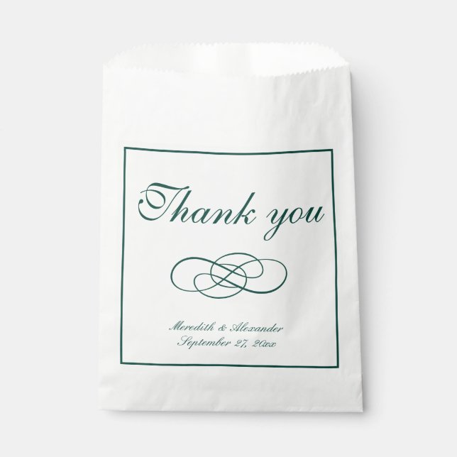 Minimalist Formal Emerald Green Wedding Favor Bag (Front)