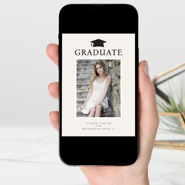Minimalist Formal GRADUATE Grad Photo Graduation Announcement (Front Digital)