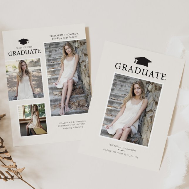 Minimalist Formal GRADUATE Grad Photo Graduation Announcement (Creator Uploaded)