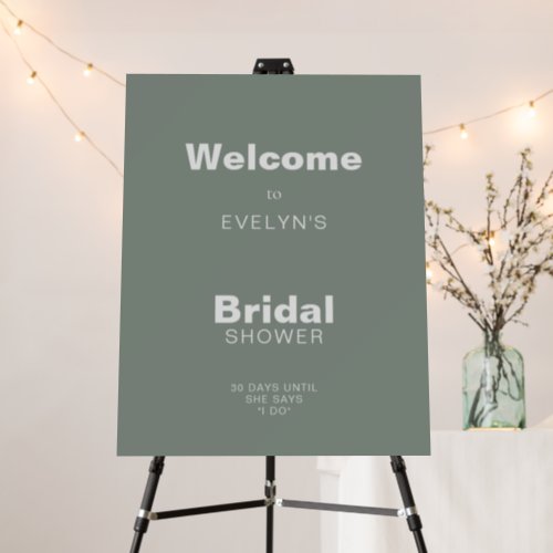 Minimalist Formal Green Bridal Shower Welcome  Foam Board