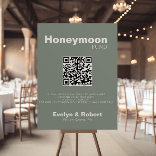Minimalist Formal Green Wedding Honeymoon Fund  Poster
