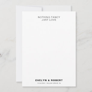 Minimalist Formal Nothing Fancy Just Love Wedding Invitation