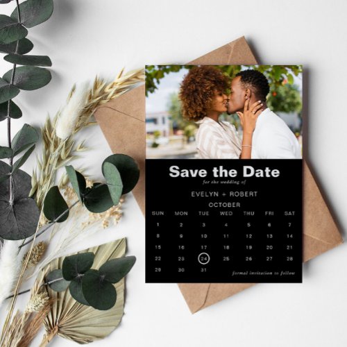 Minimalist Formal Photo Black Save the date   Invitation