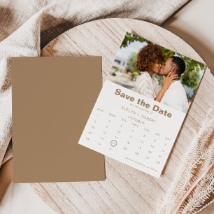 Minimalist Formal Photo Brown Save the date Invitation