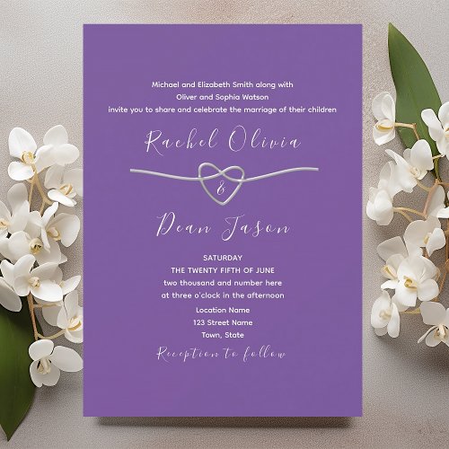 Minimalist Formal Purple Wedding Invitation