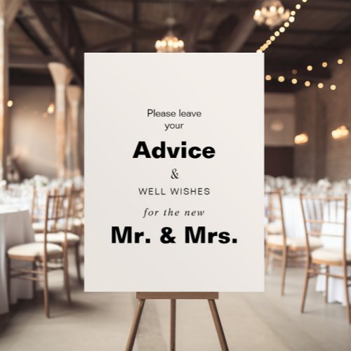 Minimalist Formal Wedding Advice and Well Wishes  Poster