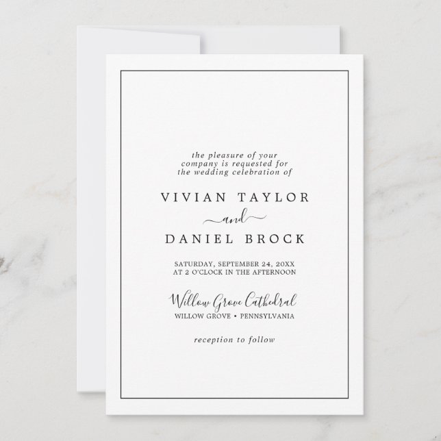 Minimalist Formal Wedding Invitation (Front)