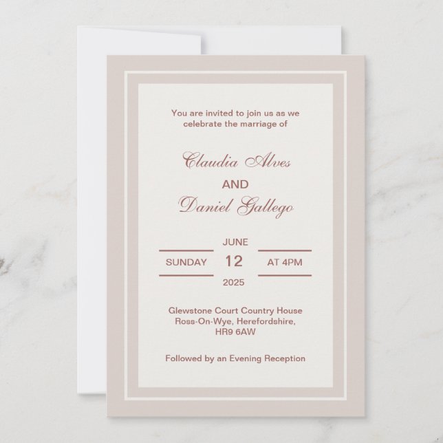 Minimalist Formal Wedding Invitation (Front)