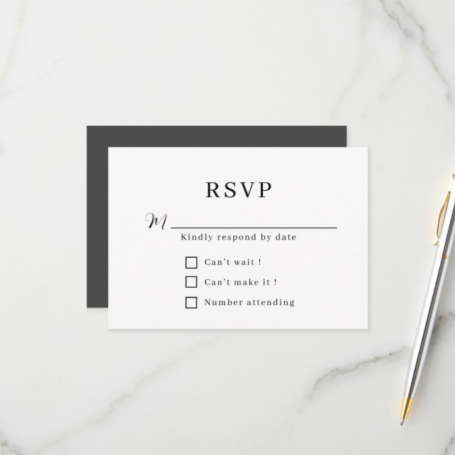 Minimalist Formal Wedding RSVP Card (Front/Back In Situ)