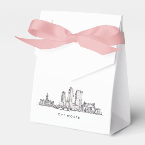 Minimalist Fort Worth Skyline Line Art Favor Boxes