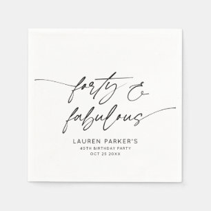 Minimalist Forty and Fabulous 40th Birthday Party Napkins
