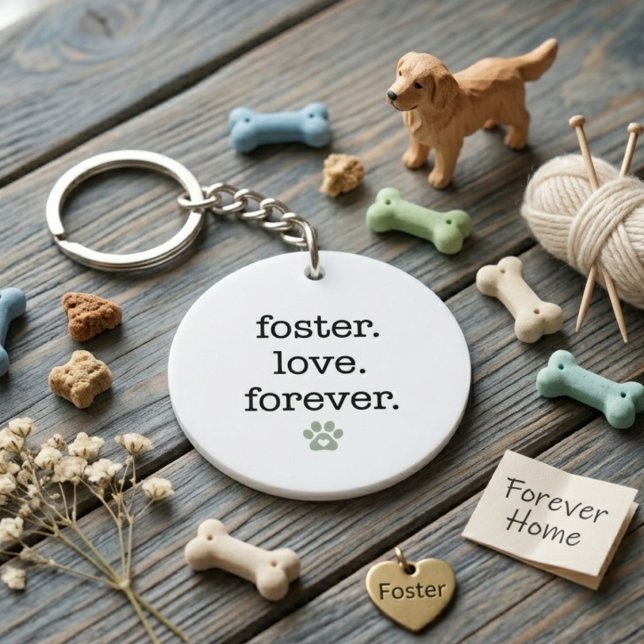 Minimalist Foster Care Hero Appreciation Gift Keychain (Pet rescue advocate keychain)
