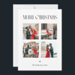 Minimalist Four Photo Merry Christmas | Elegant Holiday Card<br><div class="desc">Share your holiday joy with this Merry Christmas photo card featuring a clean four photo collage layout and modern typography. The minimalist white background and balanced design highlight your favorite memories - perfect for couples, newlyweds, or families who love timeless, elegant holiday stationery. Personalize with your photos, name, and year...</div>