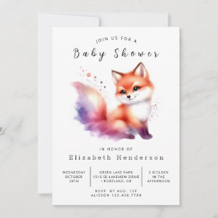 Minimalist Fox Design Fox Baby Shower Invitation