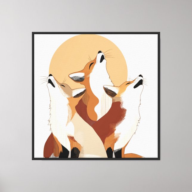 Minimalist Fox Pack Giclee Canvas Wall Art (Front)