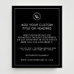 Minimalist Frame Border Custom Business Logo Black Flyer<br><div class="desc">Promote your brand with this custom business flyer featuring your logo, social media, and event details in a sleek black and white frame border design. Perfect for corporate events, grand openings, open houses, or promotional marketing, this modern minimalist template is easy to customize for any business. A professional choice for...</div>