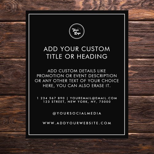 Minimalist Frame Border Custom Business Logo Black Flyer