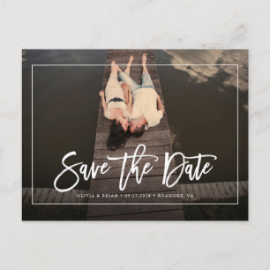 Minimalist Frame Photo Wedding Save the Date Announcement Postcard