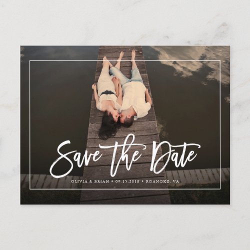 Minimalist Frame Photo Wedding Save the Date Announcement Postcard