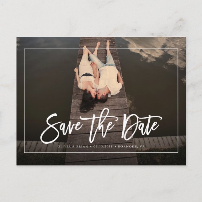 Minimalist Frame Photo Wedding Save the Date Announcement Postcard (Front)