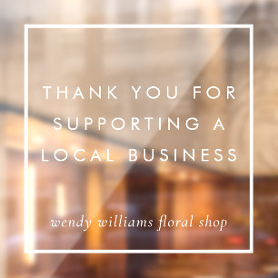 Minimalist Frame Thank You Local Business Branding Window Cling