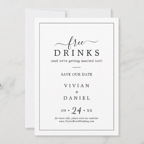 Minimalist Free Drinks Save the Date