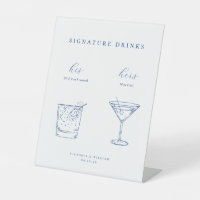 Minimalist French Blue Wedding Signature Drinks