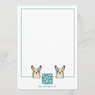 Minimalist – French Bulldog & QR Code Note Card