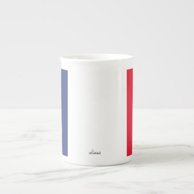 Minimalist French Flag Bone China Mug (Front)