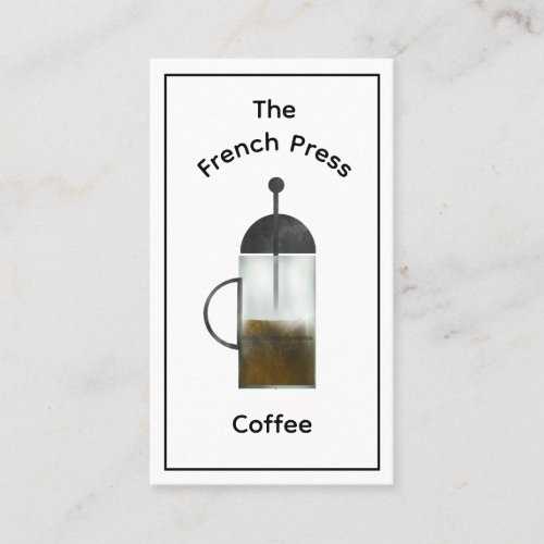 Minimalist French Press Coffee Shop Business Card