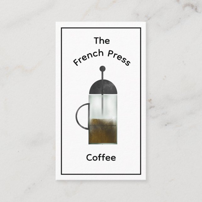 Minimalist French Press Coffee Shop Business Card (Front)