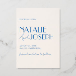 Minimalist French Whimsical Photo Save The Date Letterpress Photo Cards