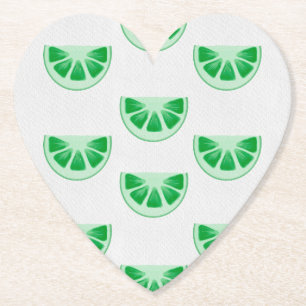Minimalist Fresh Green Lime Slices Canvas Pattern Paper Coaster