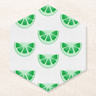 Minimalist Fresh Green Lime Slices Canvas Pattern Paper Coaster