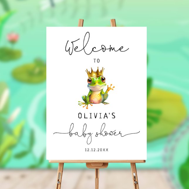 Minimalist Frog Prince Baby Shower Welcome  Foam Board (Creator Uploaded)