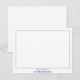 Minimalist From the desk of Square Border Blue Note Card
