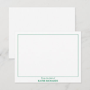 Minimalist From the desk of Square Border Green Note Card
