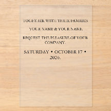 Minimalist Frosted Acrylic Wedding Invitation