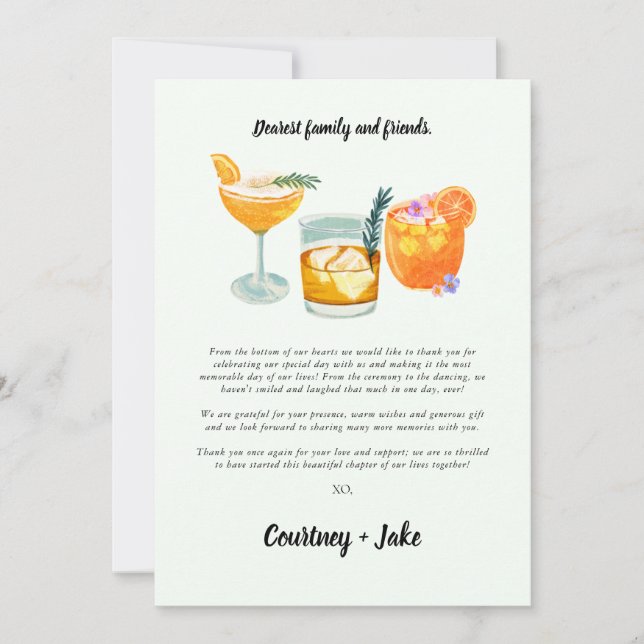 Minimalist Fruit Cocktail Wedding Photo Card (Front)