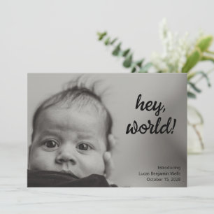 Minimalist Full-Bleed Newborn Baby Photo Birth Announcement