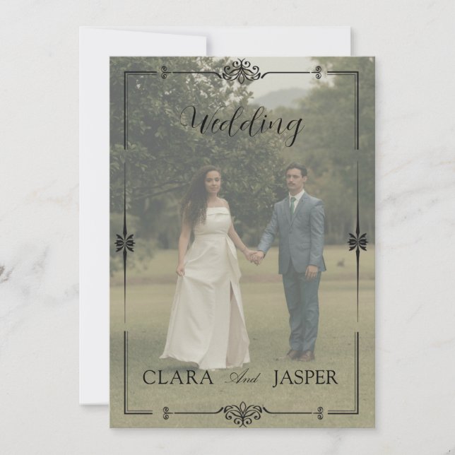 Minimalist Full Photo Wedding  | Clean Modern  Invitation (Front)