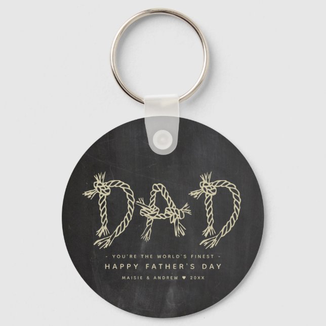 Minimalist Fun Chalkboard Dad Monogram Keychain (Front)