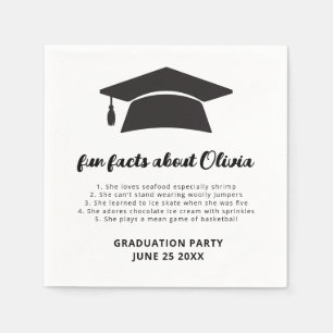 Minimalist Fun Facts Grad Cap Graduation Party  Napkins