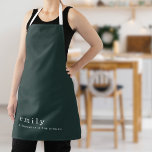 Minimalist Fun Quote Name Green Christmas Apron<br><div class="desc">Minimalist Fun Quote Name Dark Green Christmas. Simple elegance with this fully customisable design. Easily personalise with your name and keep the festive themed quote Sleighing it in the Kitchen or change if preferred. The text,  background and straps can be changed to any colors of your choice.</div>